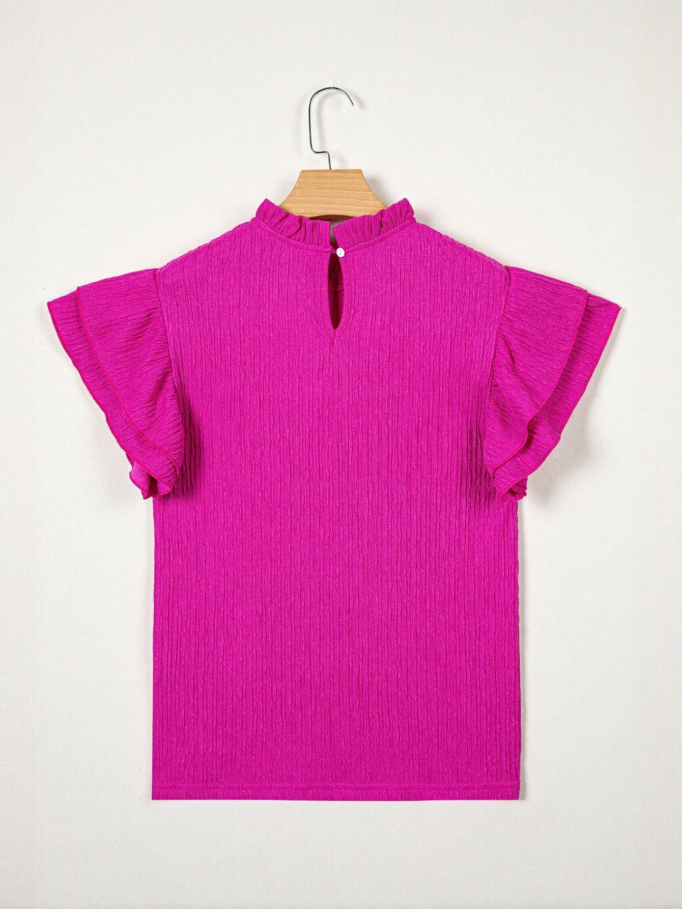 Ruffled Sleeve Textured Chiffon Blouse