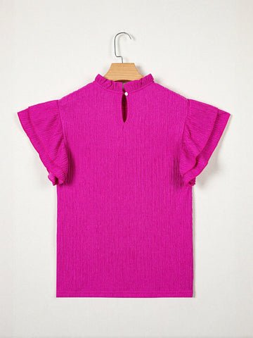 Ruffled Sleeve Textured Chiffon Blouse