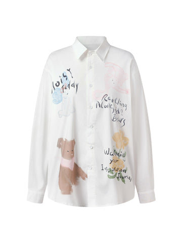 Oversized Graphic Printed Button Up Shirt