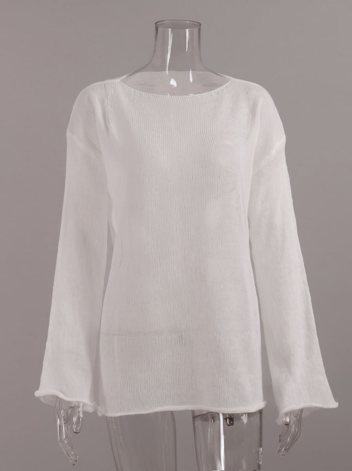 Oversized Lightweight Boat Neck Knit Sweater