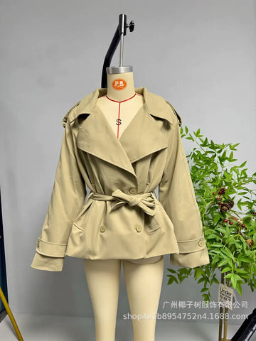 Oversized Belted Cropped Trench Coat