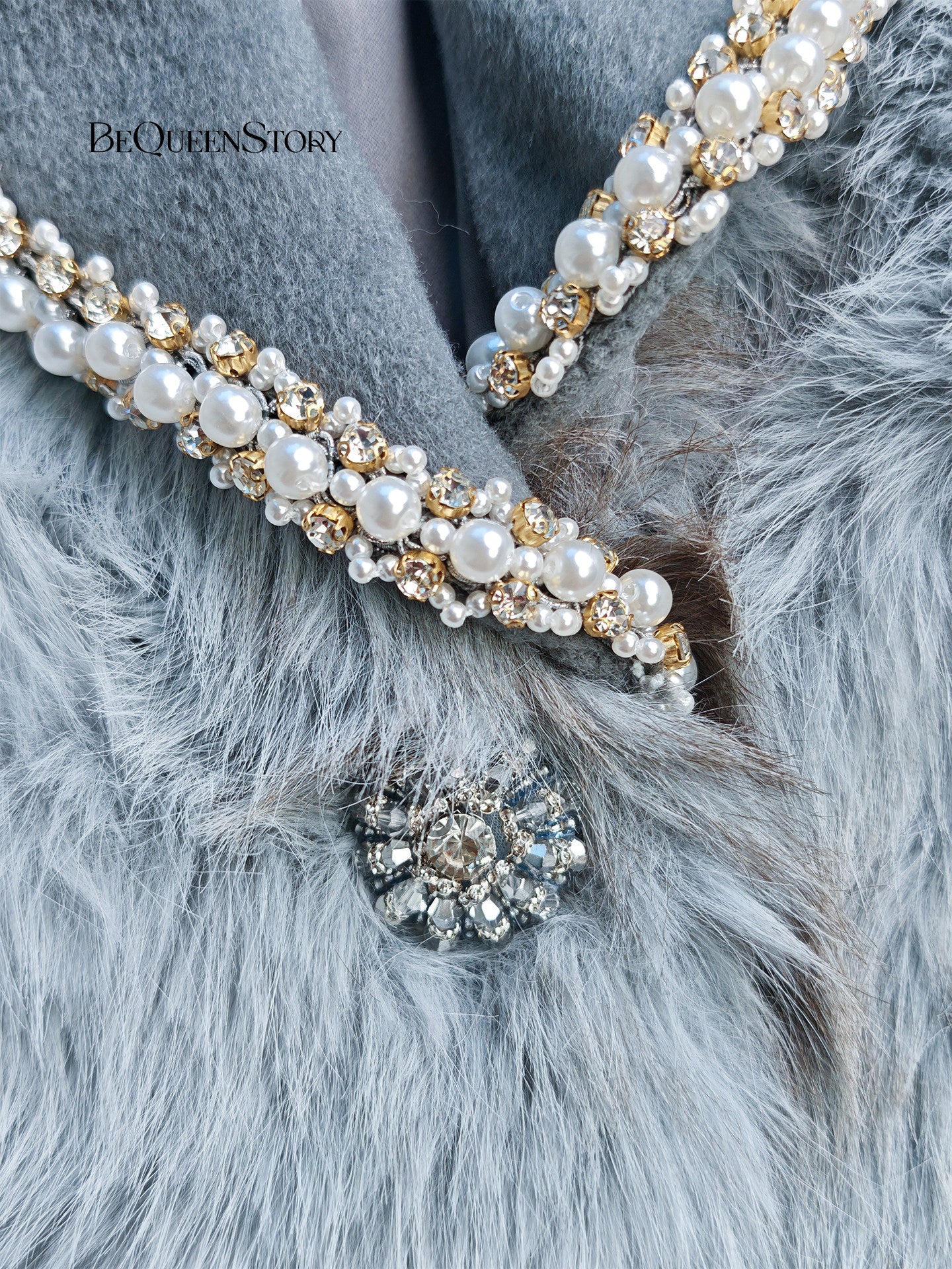 Embellished Faux Fur Blazer Coat