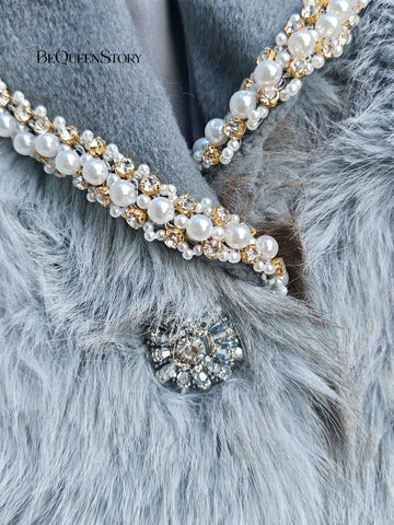 Embellished Faux Fur Blazer Coat
