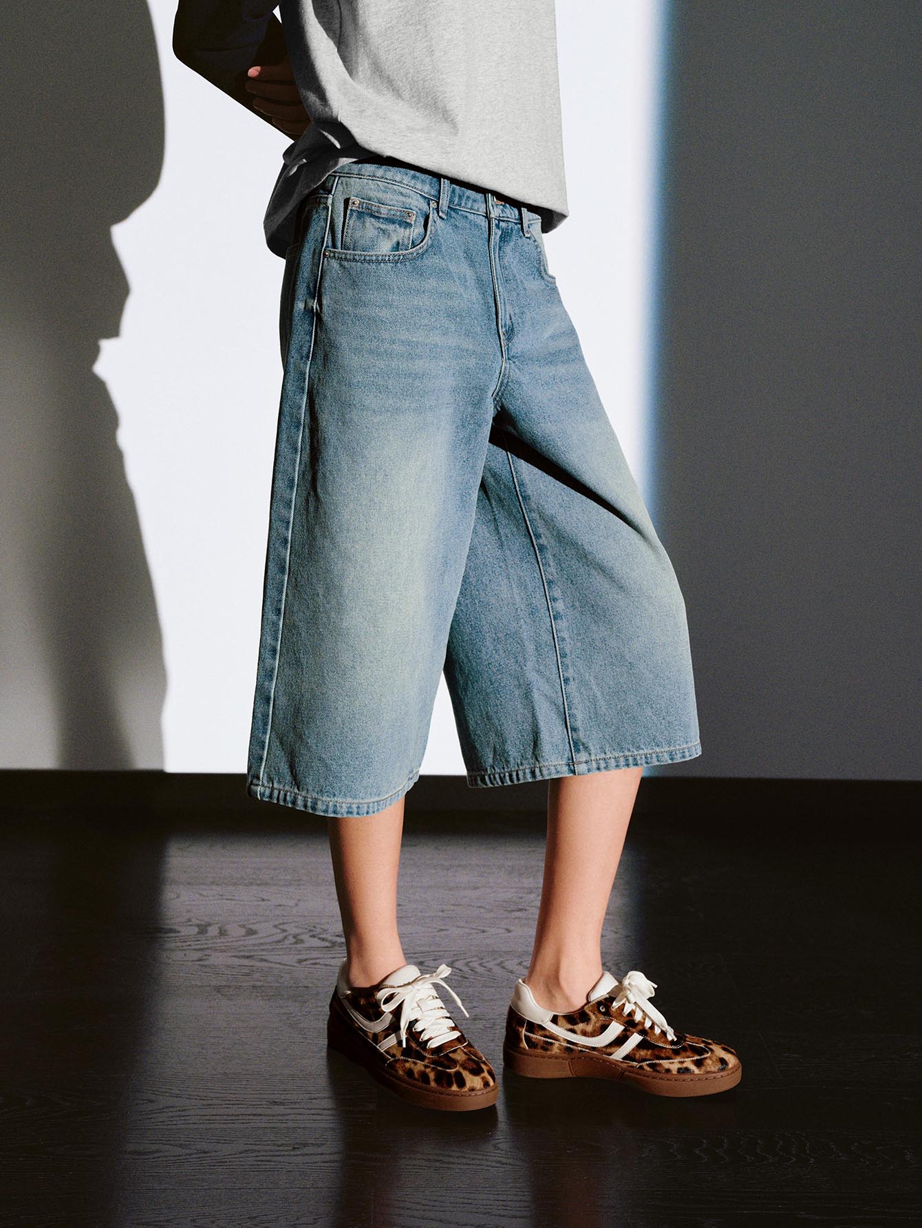 Washed Denim Shorts