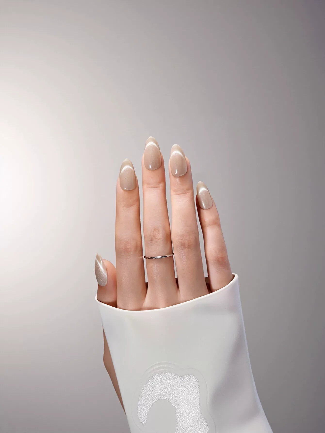 Shimmering Nude Cat Eye Press On Nails