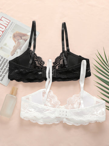 Sheer Floral Lace Lingerie Bra