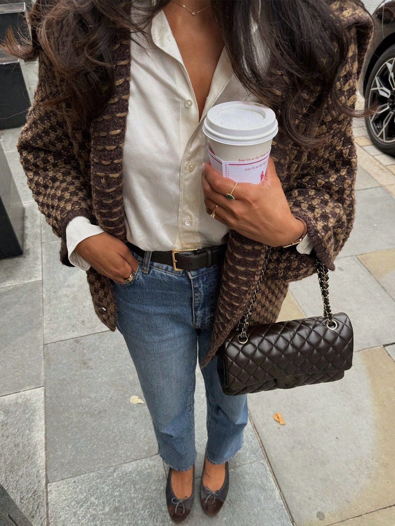 Textured Oversized Collar Button Up Jacket