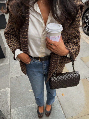 Textured Oversized Collar Button Up Jacket