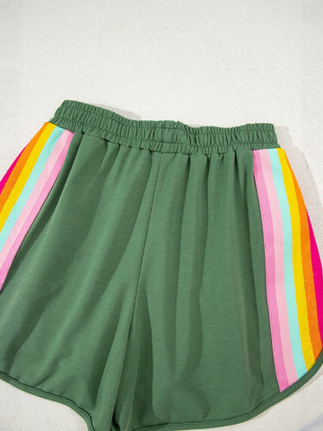 Rainbow Stripe Graphic Short Set