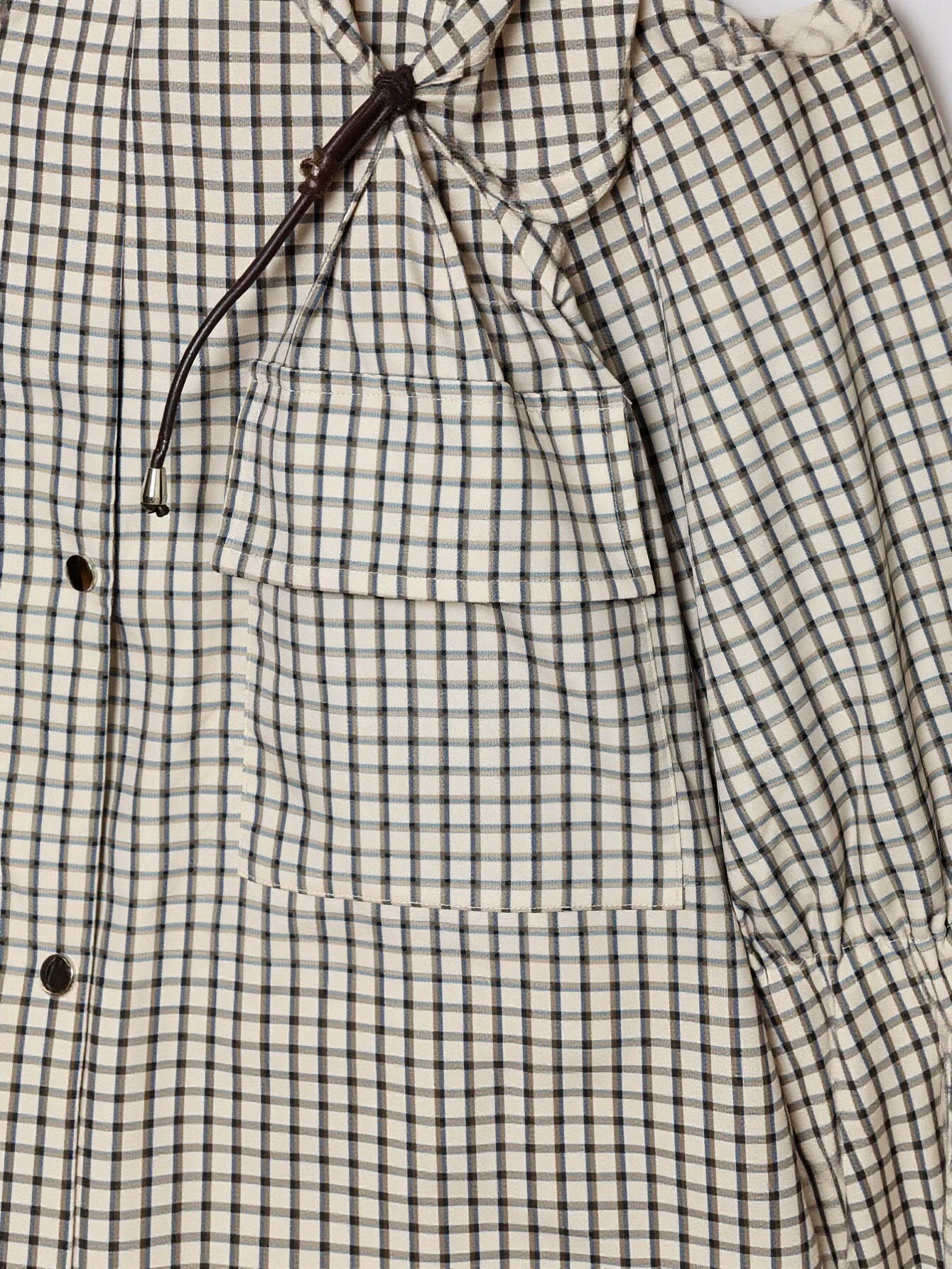Oversized Plaid Drawstring Utility Jacket