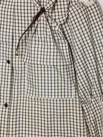 Oversized Plaid Drawstring Utility Jacket
