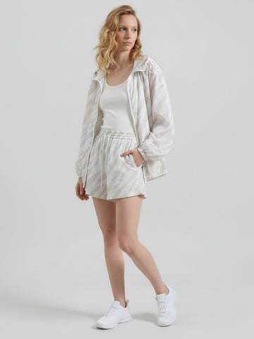Zebra Pattern Hooded Coat