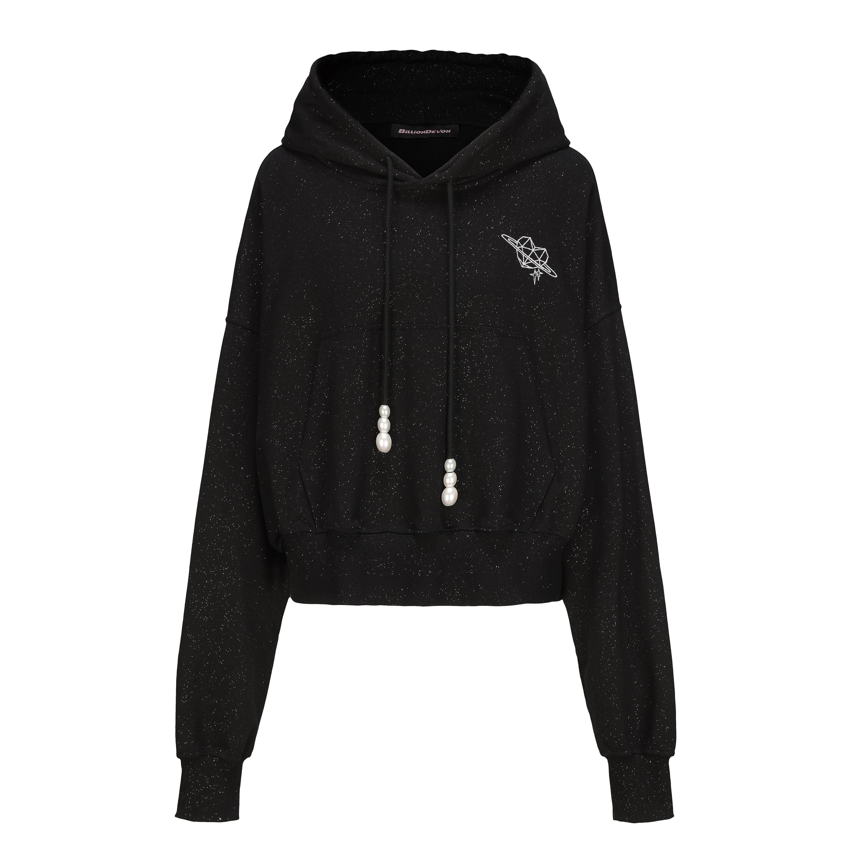 Glitter Graphic Cropped Hoodie