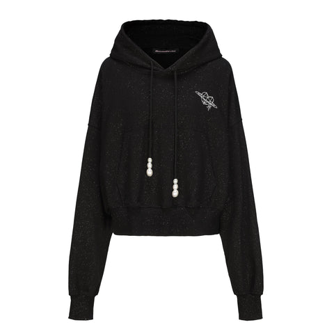 Glitter Graphic Cropped Hoodie