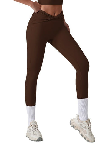 High Waisted Crossover Ruched Leggings