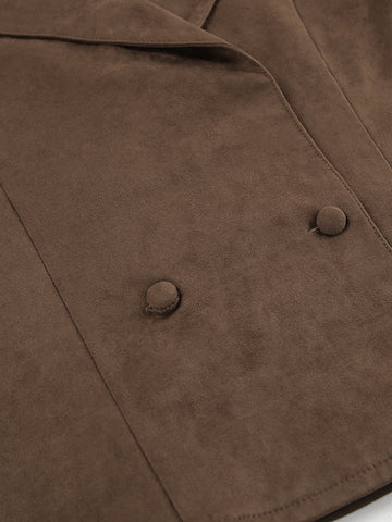 Belted Suede Notch Collar Jacket