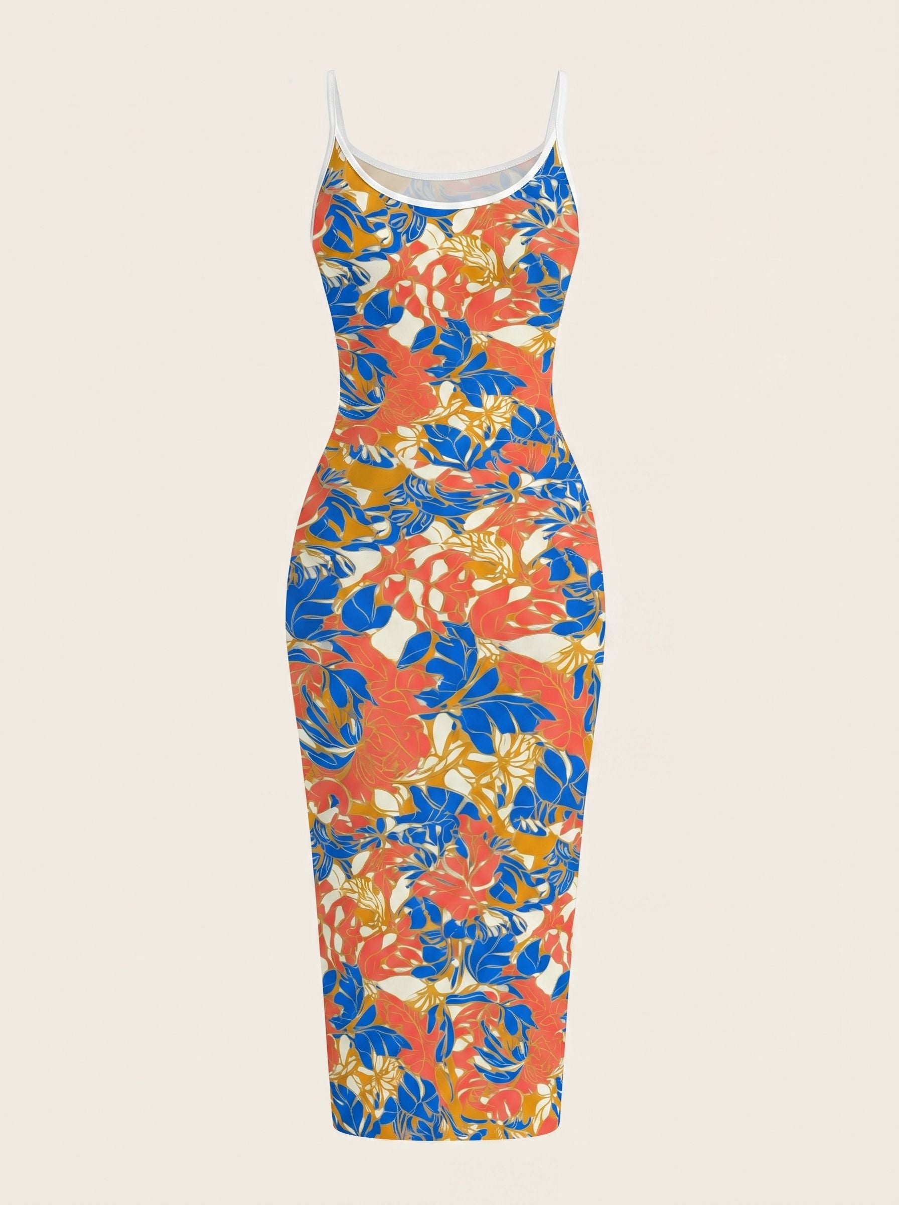 CAPRI Floral Print Sleeveless Bodycon Midi Dress
