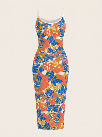 CAPRI Floral Print Sleeveless Bodycon Midi Dress