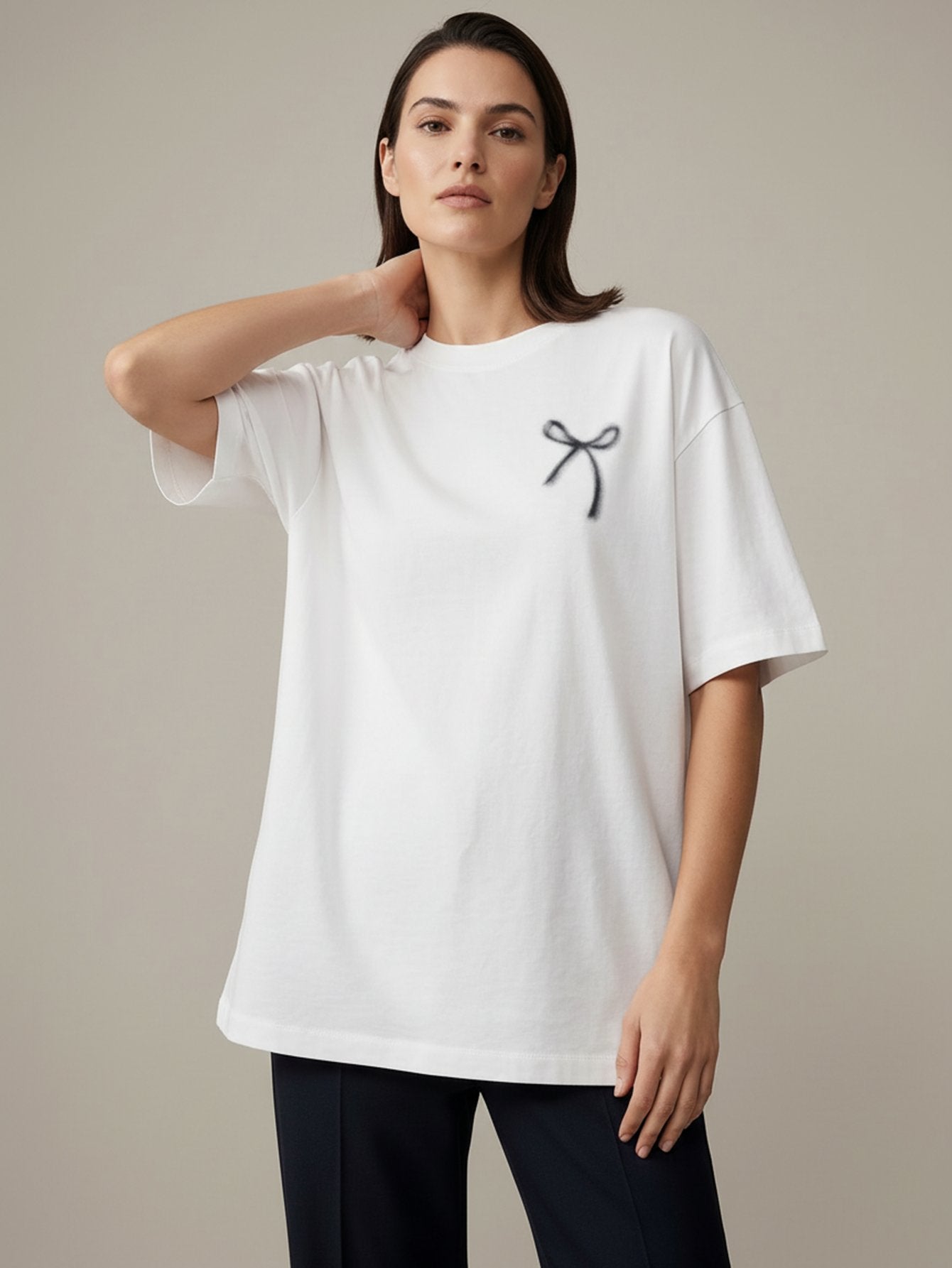 Bow Print Short Sleeves T-Shirt