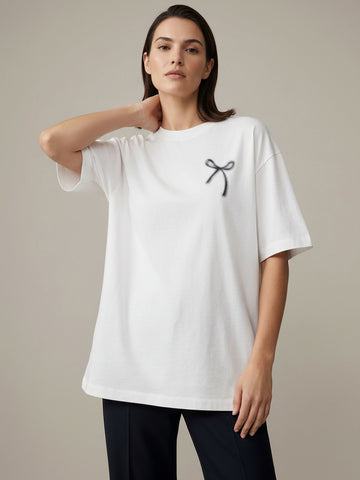 Bow Print Short Sleeves T-Shirt