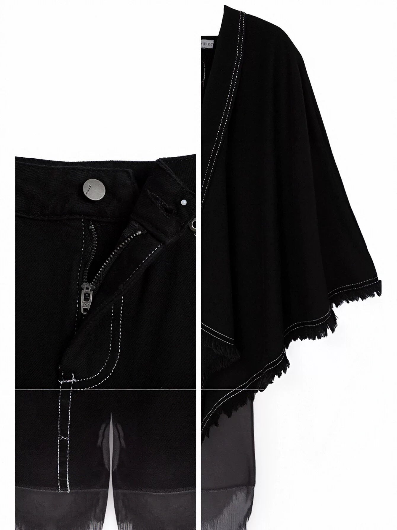 Distressed Asymmetric High Waist Denim Skirt