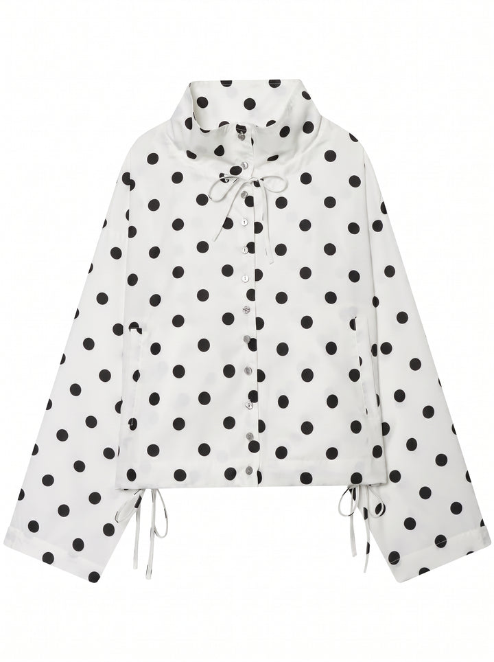 Cute Polka Dot Stand Collar Jacket