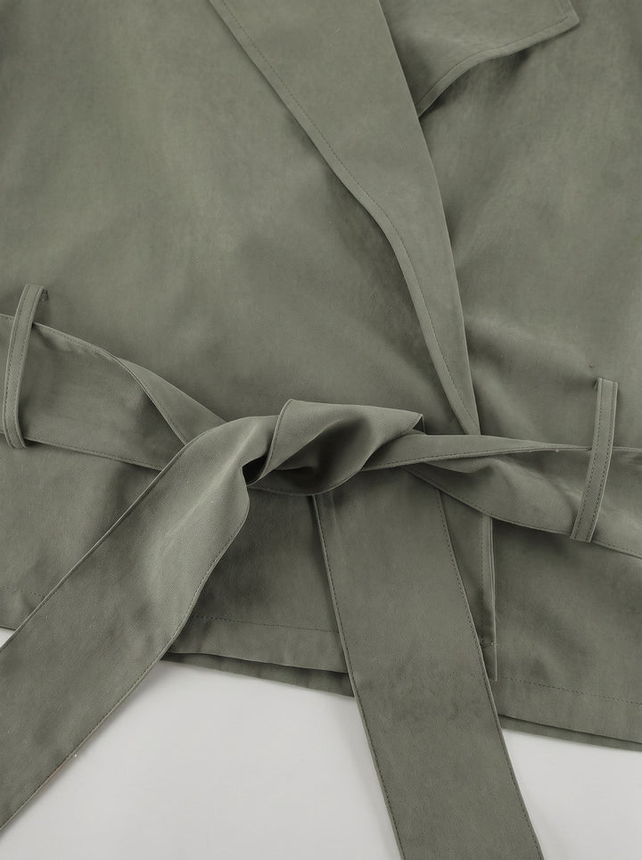 Oversized Belted Cropped Trench Coat