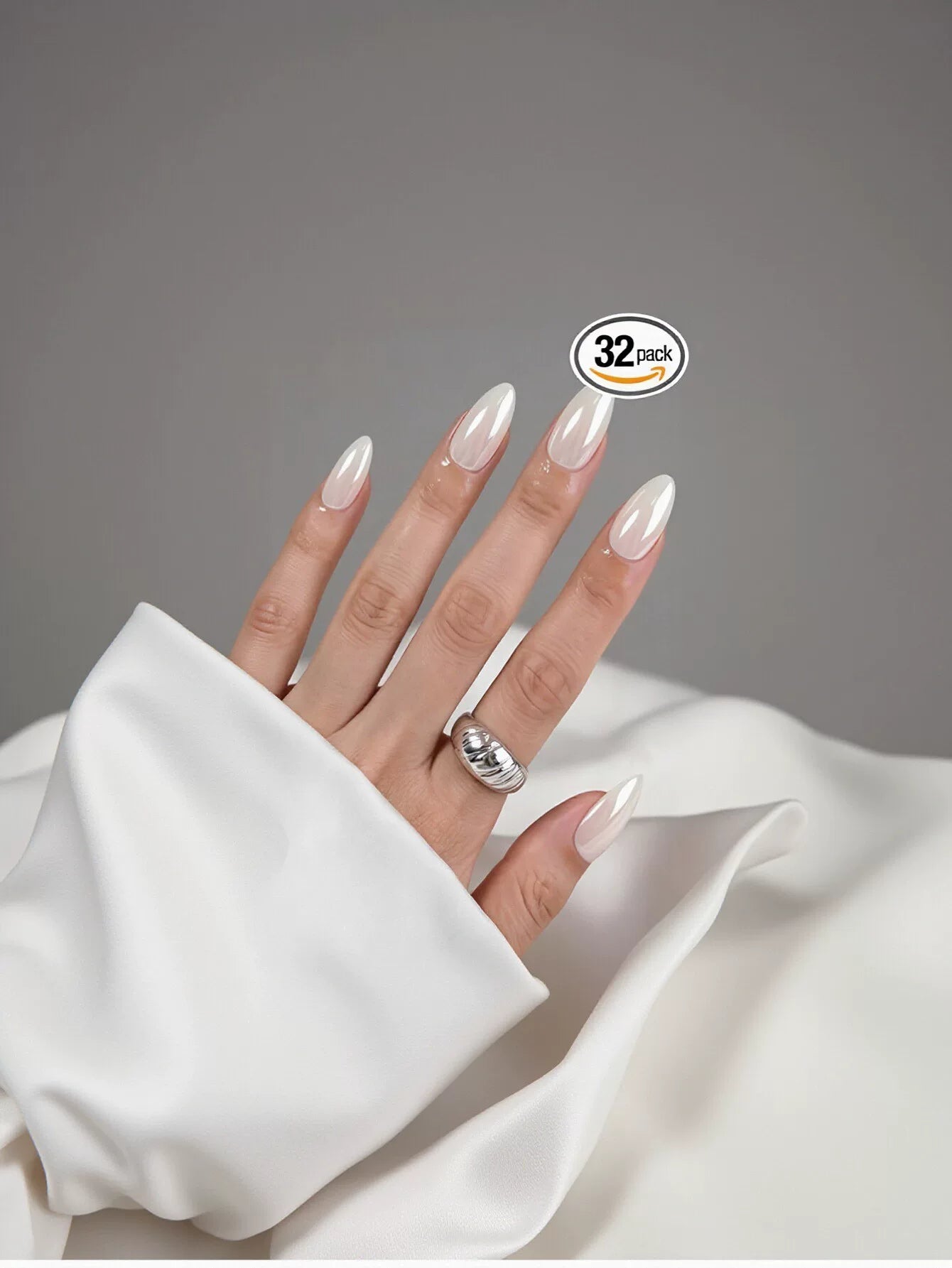 Glossy Pearl Almond Press On Nails