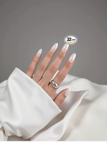 Glossy Pearl Almond Press On Nails