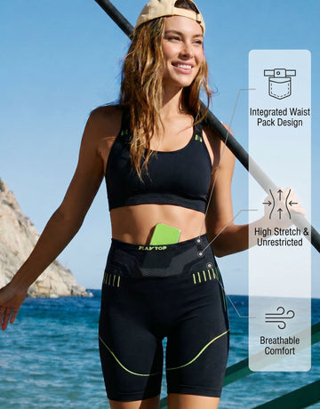 Stretchy Padded Waist Pocket Yoga Shorts