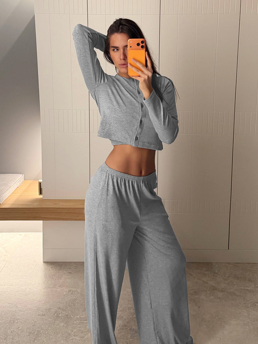 Cozy Ribbed Crop Lounge Pants Set