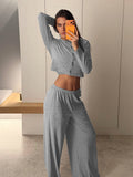 Cozy Ribbed Crop Lounge Pants Set