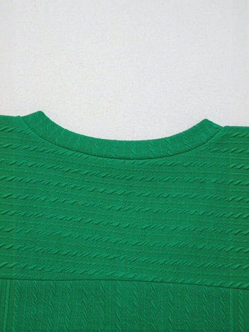 Textured V Neck Cap Sleeve T-Shirt