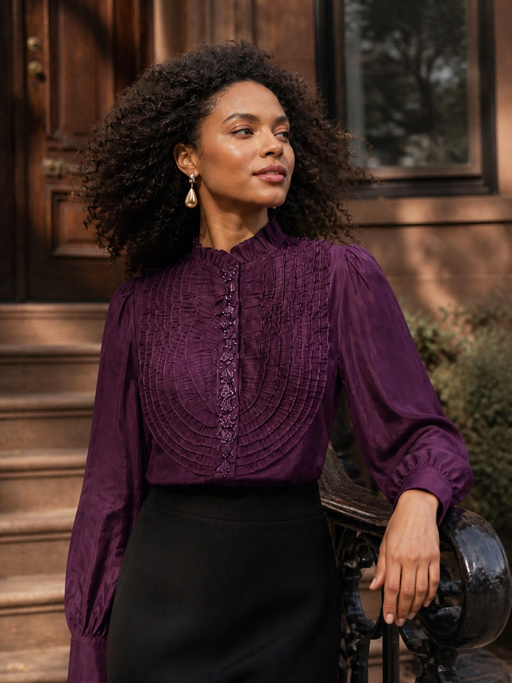 Victorian Ruffled Button Up Blouse