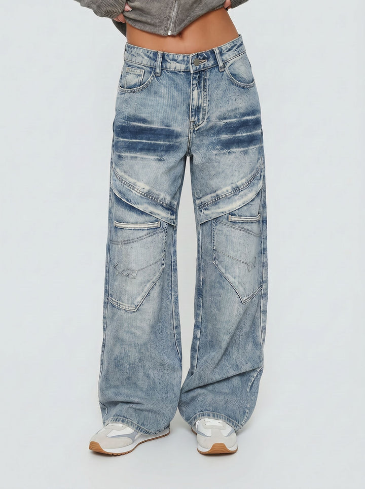 Distressed Baggy Cargo Wide Leg Jeans