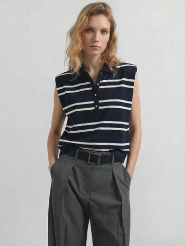 Striped Sleeveless Knitted Top