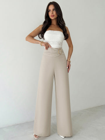 High Waist Ruched Wide Leg Pants