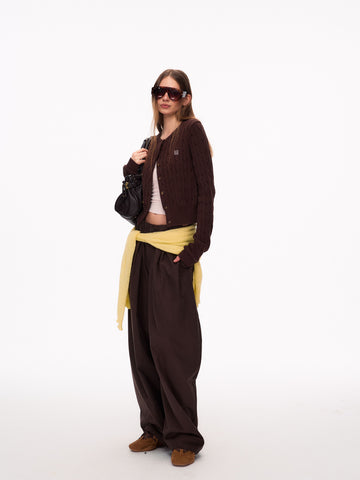 High Waisted Pleated Wide Leg Trousers