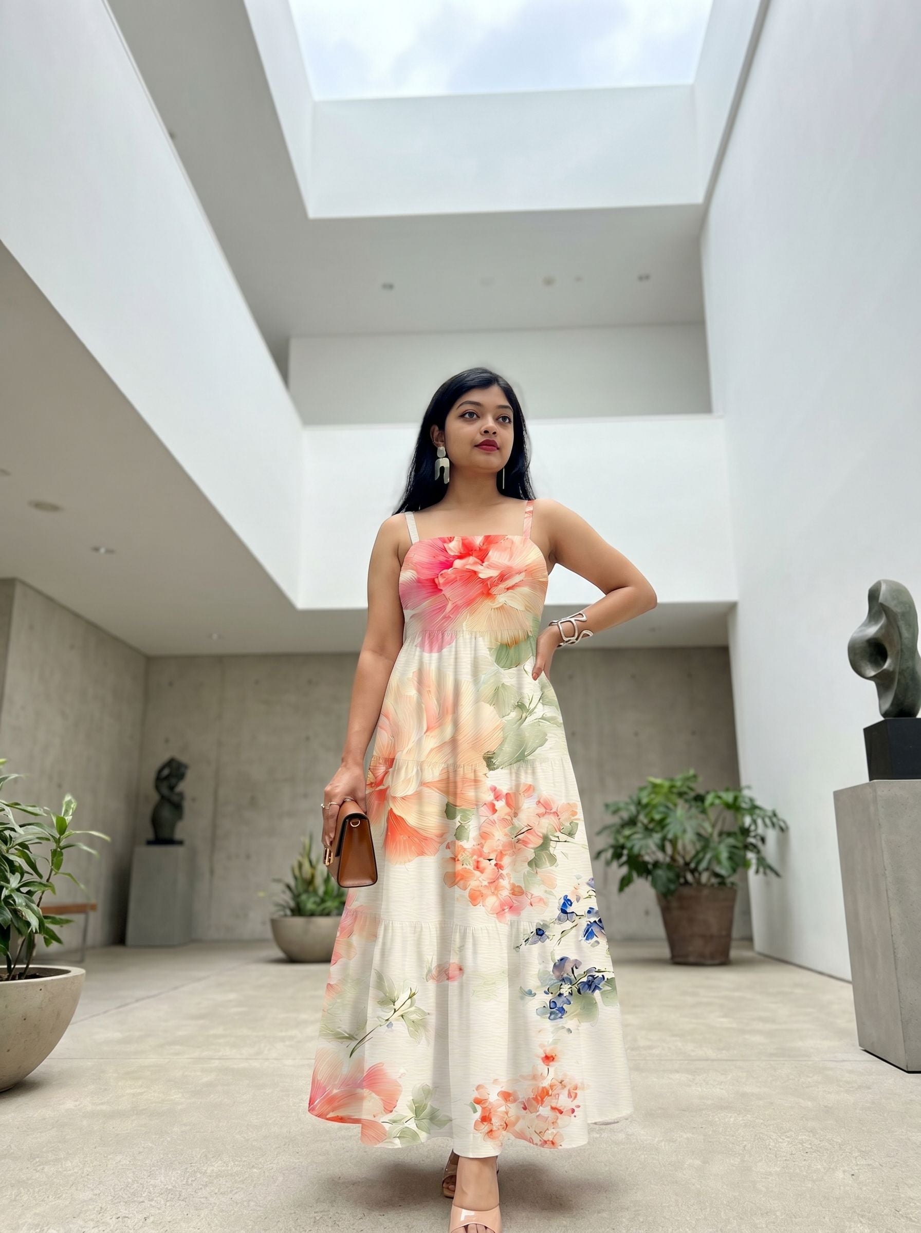 Sikruti Jena's Hibiscus Floral Print Midi Dress