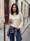 Cozy Fuzzy Crewneck Knit Pullover