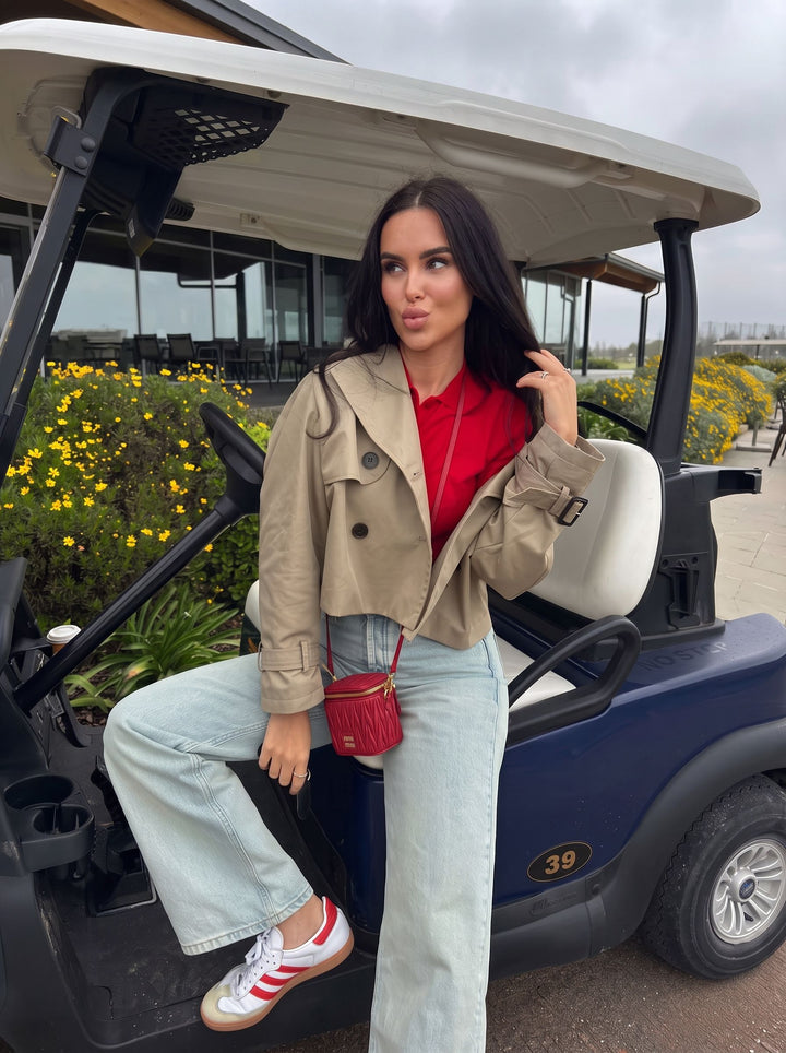 Double Breasted Cropped Trench Coat