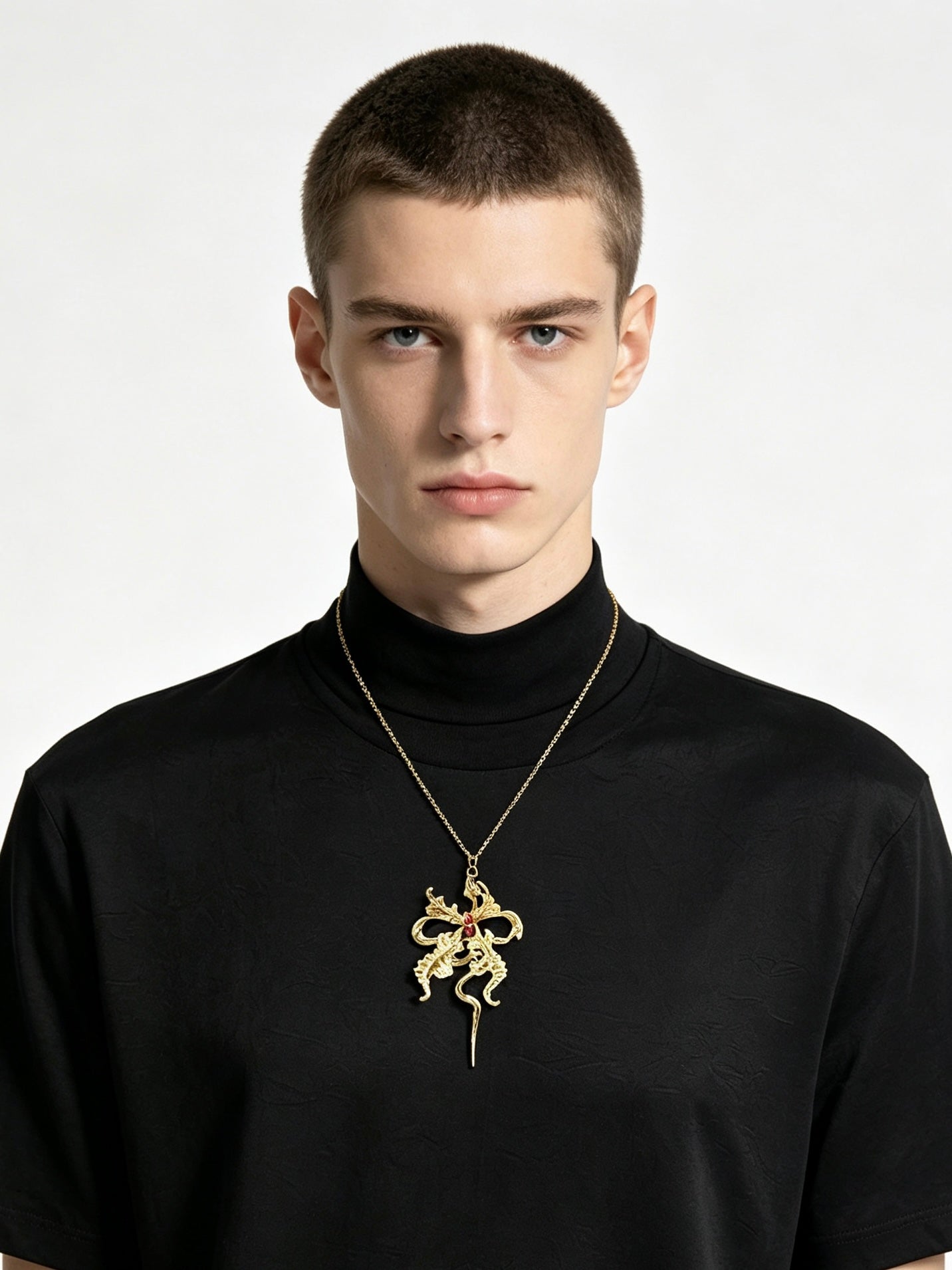 Elegant Bow Statement Pendant Necklace