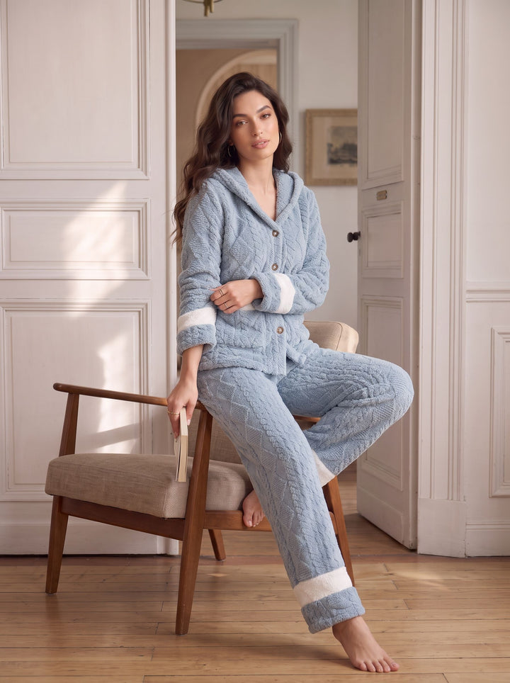 Cozy Plush Hooded Loungewear Pajama Set