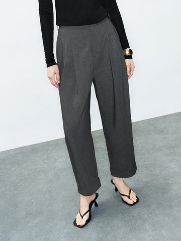 Urban Revivo Carrot Fit Pants-Warm Grey