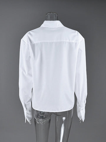 Padded Shoulder Oversized Button Down Shirt
