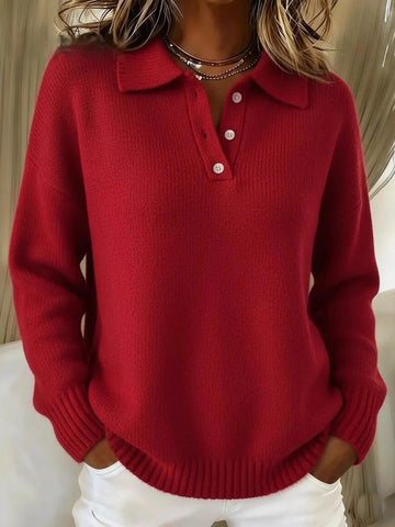 Cozy Button Up Knit Pullover Sweater