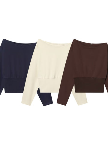Off Shoulder Cropped Fitted Sweatshirt