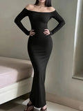 Elegant Off Shoulder Bodycon Maxi Dress