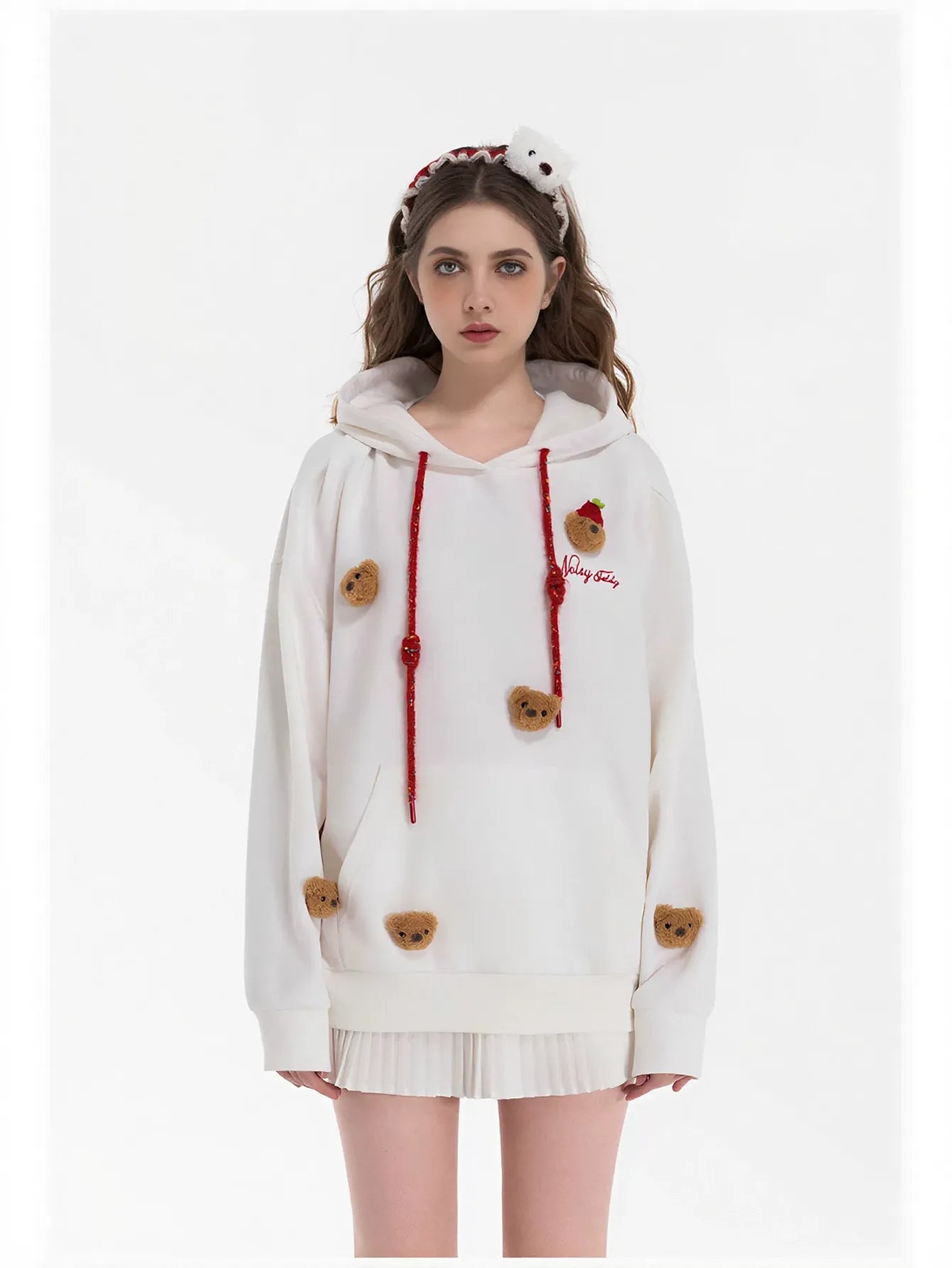 Cute Bear Print Graphic Hoodie
