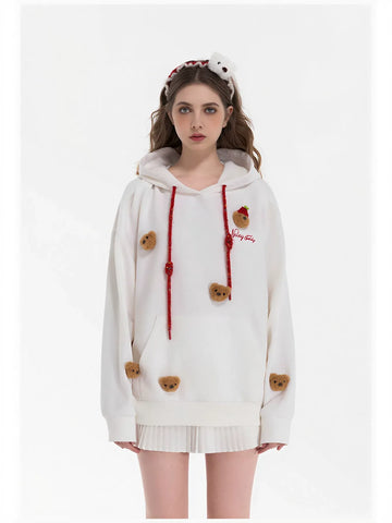 Cute Bear Print Graphic Hoodie